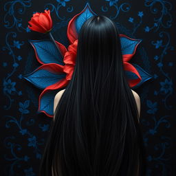 A captivating image of a girl with long, flowing black hair viewed from behind