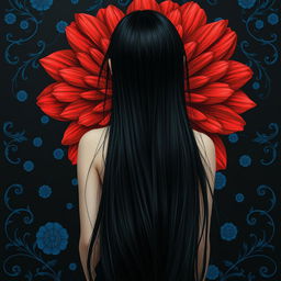 A captivating image of a girl with long, flowing black hair viewed from behind