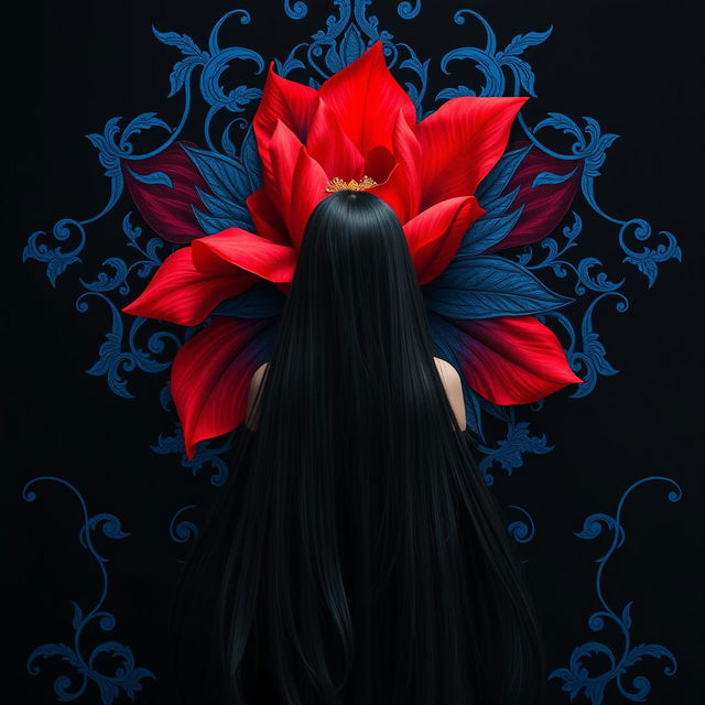 A striking image of a girl with long, flowing black hair viewed from behind