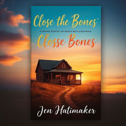 A visually engaging book cover for "Close the Bones" by Jen Hatmaker, inspired by the concept of returning home, transitioning from the middle back to the beginning