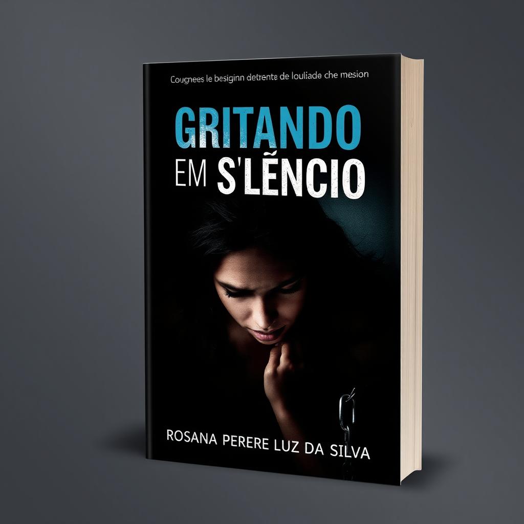 An impactful and profound ebook cover design for "Gritando em Silêncio", authored by Rosana Pereira Luz da Silva