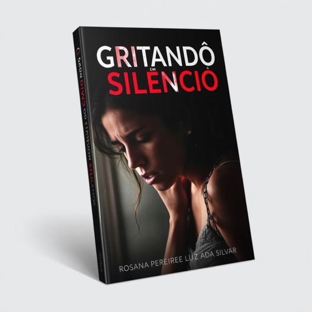 An impactful and profound ebook cover design for "Gritando em Silêncio", authored by Rosana Pereira Luz da Silva