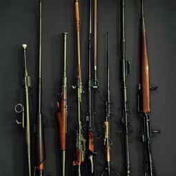 A selection of large guns, each showcasing their formidable size and intricate details.