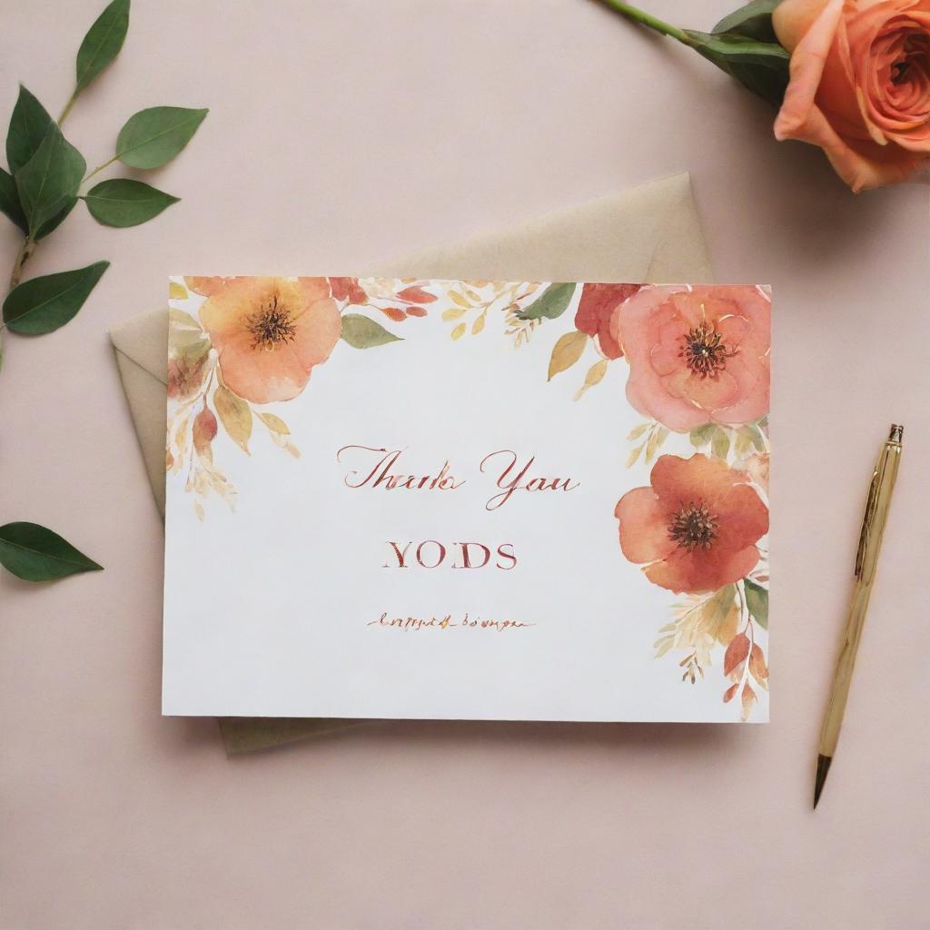 A charming image of a thank you note with warm colors and elegant handwriting.