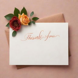 A charming image of a thank you note with warm colors and elegant handwriting.