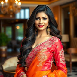 An elegant and bold-looking Indian woman exuding confidence and charm