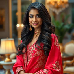 An elegant and bold-looking Indian woman exuding confidence and charm