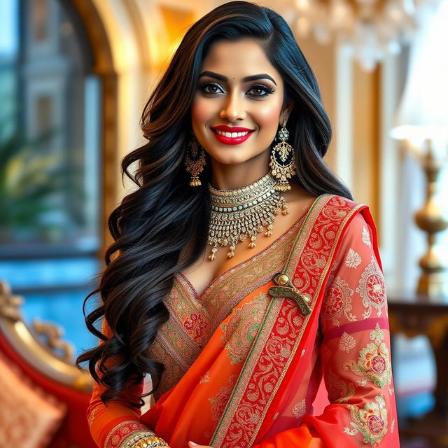 An elegant and bold-looking Indian woman exuding confidence and charm