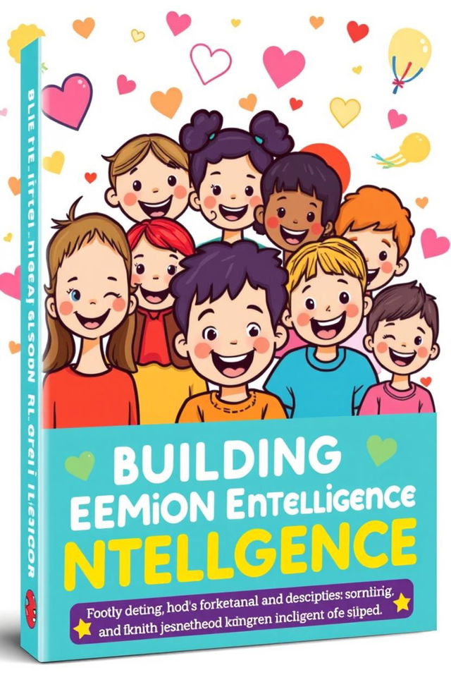 A vibrant and inviting book cover design focused on children's emotional intelligence, featuring a diverse group of happy children displaying various emotions such as joy, curiosity, and empathy