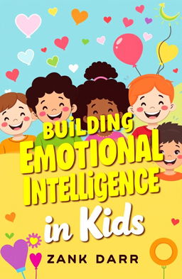 A vibrant and inviting book cover design focused on children's emotional intelligence, featuring a diverse group of happy children displaying various emotions such as joy, curiosity, and empathy