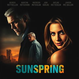 A dramatic movie poster for the film titled "Sunspring" reflecting themes of betrayal, melancholy, and jealousy