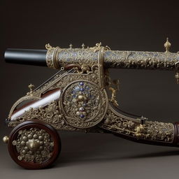 A medium-sized heavy gun demonstrating impressive weight and intricate craftmanship.