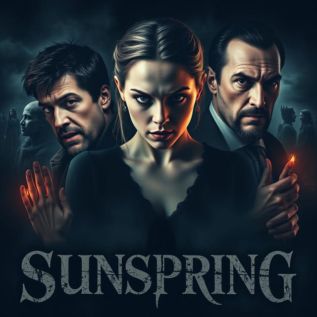 A chilling movie poster for the film titled "Sunspring" that delves into themes of betrayal, melancholy, jealousy, and murder with a horror twist