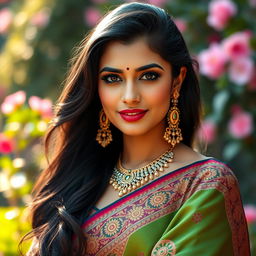 A portrait of an elegant Desi Indian beauty, showcasing her poise and confidence