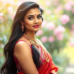 A portrait of an elegant Desi Indian beauty, showcasing her poise and confidence