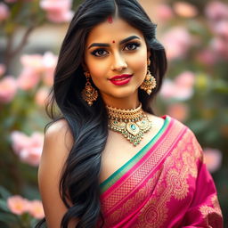 A portrait of an elegant Desi Indian beauty, showcasing her poise and confidence