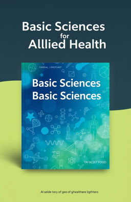 A visually appealing book cover design for a textbook titled 'Basic Sciences for Allied Health'