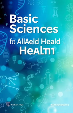 A visually appealing book cover design for a textbook titled 'Basic Sciences for Allied Health'