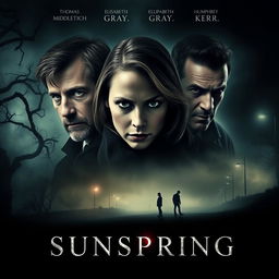 An engaging movie poster for the film titled "Sunspring" that embodies themes of betrayal, melancholy, jealousy, and murder with a horror twist