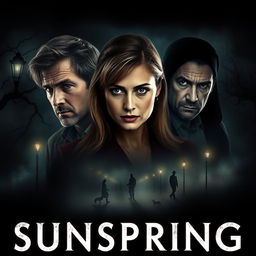 An engaging movie poster for the film titled "Sunspring" that embodies themes of betrayal, melancholy, jealousy, and murder with a horror twist