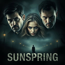 An engaging movie poster for the film titled "Sunspring" that embodies themes of betrayal, melancholy, jealousy, and murder with a horror twist