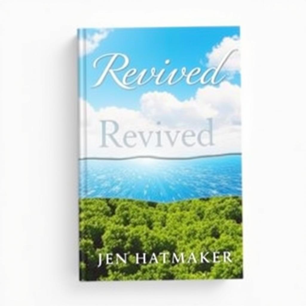 A beautiful book cover for "Revived" by Jen Hatmaker, themed around the concepts of life, air, and water