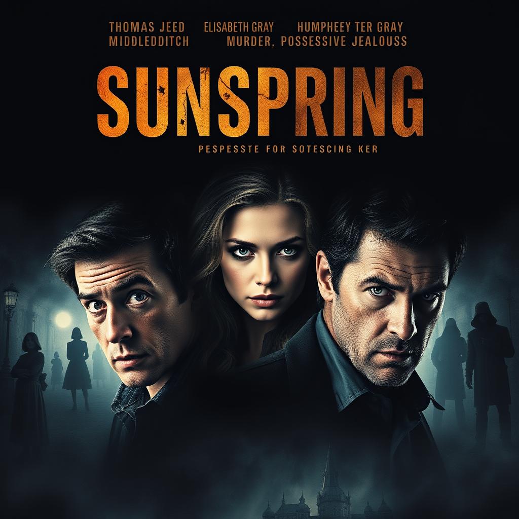 An intriguing movie poster for the film titled "Sunspring" that highlights its themes of betrayal, melancholy, murder, and possessive jealousy