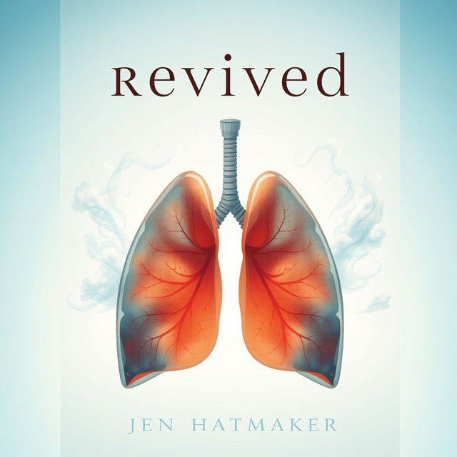 An intriguing book cover for "Revived" by Jen Hatmaker, centered around the theme of 'air in lungs' symbolizing breath and life