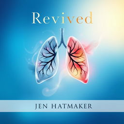 A thought-provoking book cover for "Revived" by Jen Hatmaker, focused on the theme of 'air in lungs' symbolizing renewal and life