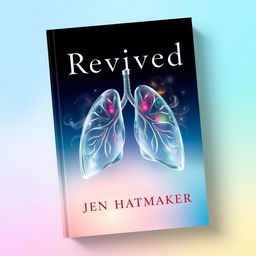 A thought-provoking book cover for "Revived" by Jen Hatmaker, focused on the theme of 'air in lungs' symbolizing renewal and life