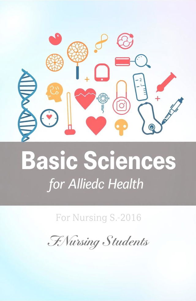 A visually appealing book cover design for 'Basic Sciences for Allied Health'