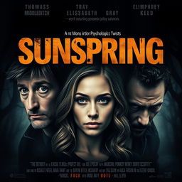 An intense movie poster for the film titled "Sunspring" that encapsulates its themes of betrayal, melancholy, murder, and possessive jealousy, along with a horror twist