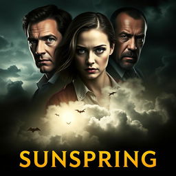 A captivating movie poster for the film titled "Sunspring," emphasizing its themes of betrayal, melancholy, murder, and possessive jealousy