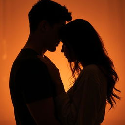 A romantic and intimate moment between two adult figures, subtly capturing the allure of connection and passion