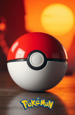 A highly detailed, realistic Pokéball centered in the foreground, illuminated by soft lighting