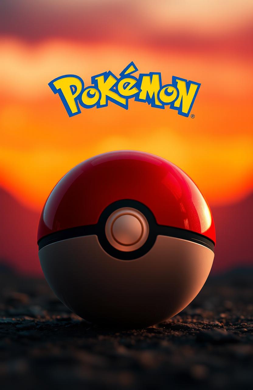 A highly detailed, realistic Pokéball centered in the foreground, illuminated by soft lighting