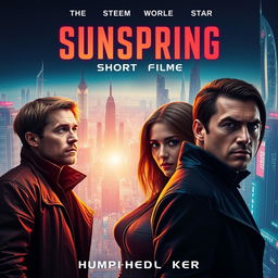 A vibrant and captivating poster for the short film 'Sunspring', set in a futuristic world