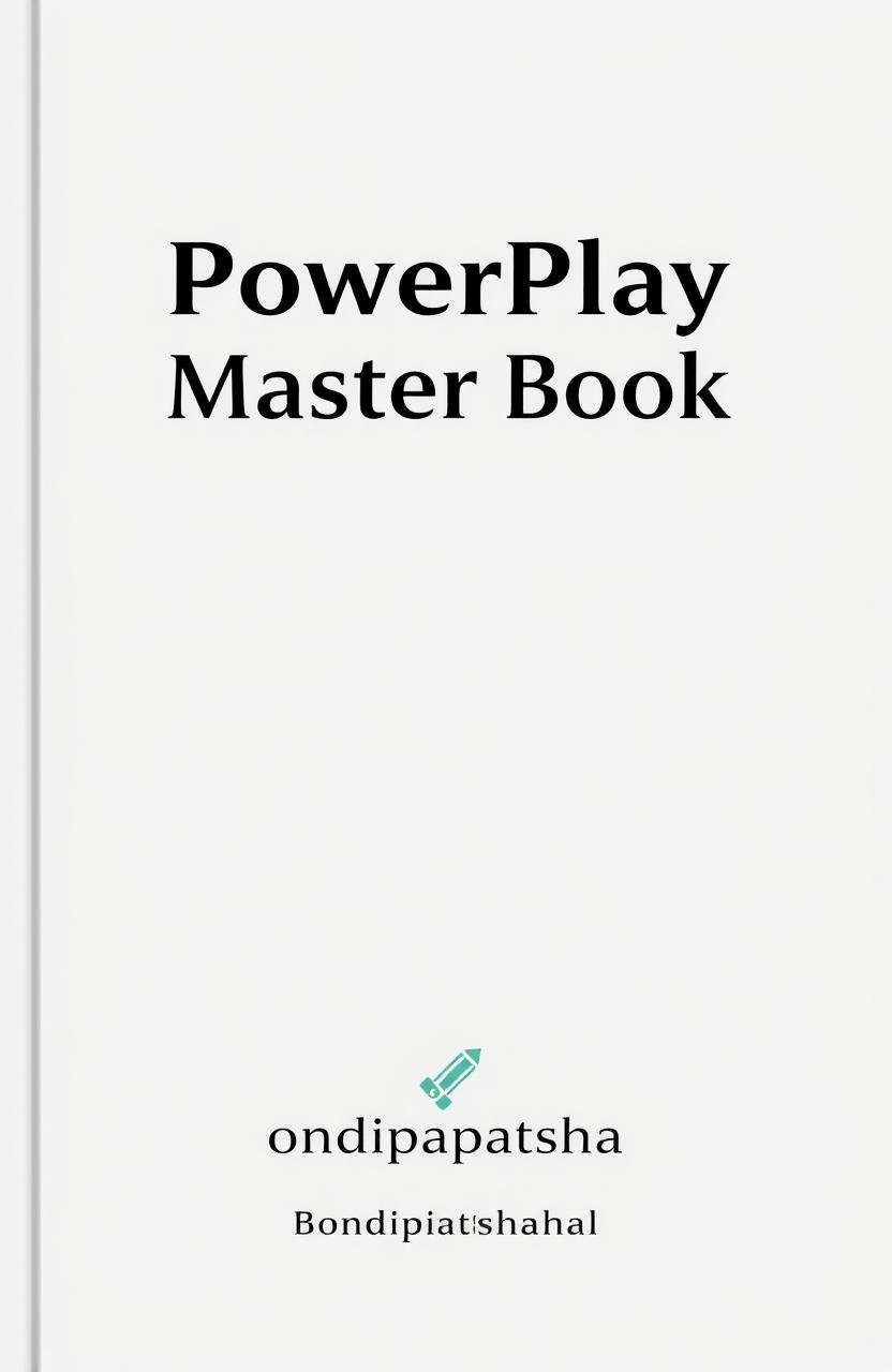 A minimalist book cover design for the 'PowerPlay Master Book' by Bondipatshala