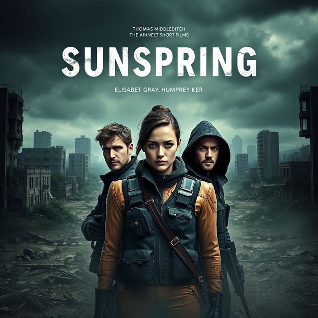 A striking poster for the short film 'Sunspring', set in a dystopian future