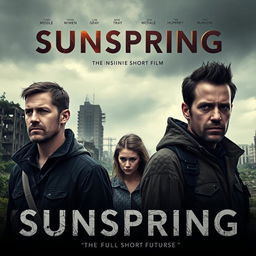 A striking poster for the short film 'Sunspring', set in a dystopian future