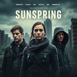 A striking poster for the short film 'Sunspring', set in a dystopian future