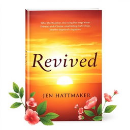 A striking book cover design for 'Revived' by Jen Hatmaker featuring warm, earthy tones with a vibrant sunrise in the background symbolizing renewal and hope
