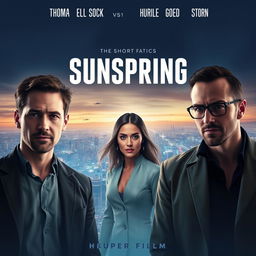 An eye-catching poster for the short film 'Sunspring', capturing the essence of a futuristic drama