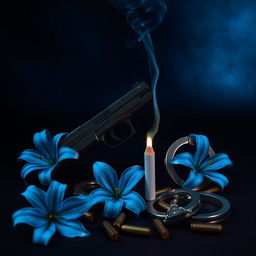 An alluring book cover design for a dark romance novel, set against a deep black and blue background that evokes a sense of mystery and suspense