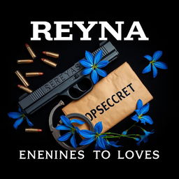 A captivating dark romance book cover featuring a bold black and blue background