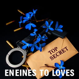A captivating dark romance book cover featuring a bold black and blue background