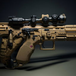 A medium-sized, modern gun used by special forces, highlighting its advanced technology and precise design.