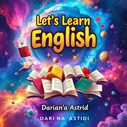 A large and colorful book cover design for a language learning book aimed at English learners