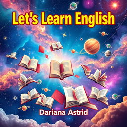 A large and colorful book cover design for a language learning book aimed at English learners