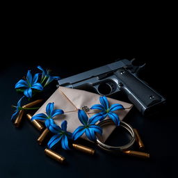 A compelling dark romance book cover featuring a dramatic black and blue background that sets an intense mood